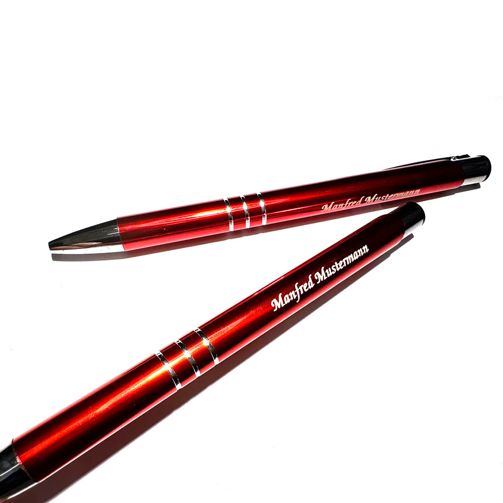 Duo Schreibset rot metallic, mit silberner Gravur, Printshop Landstraße