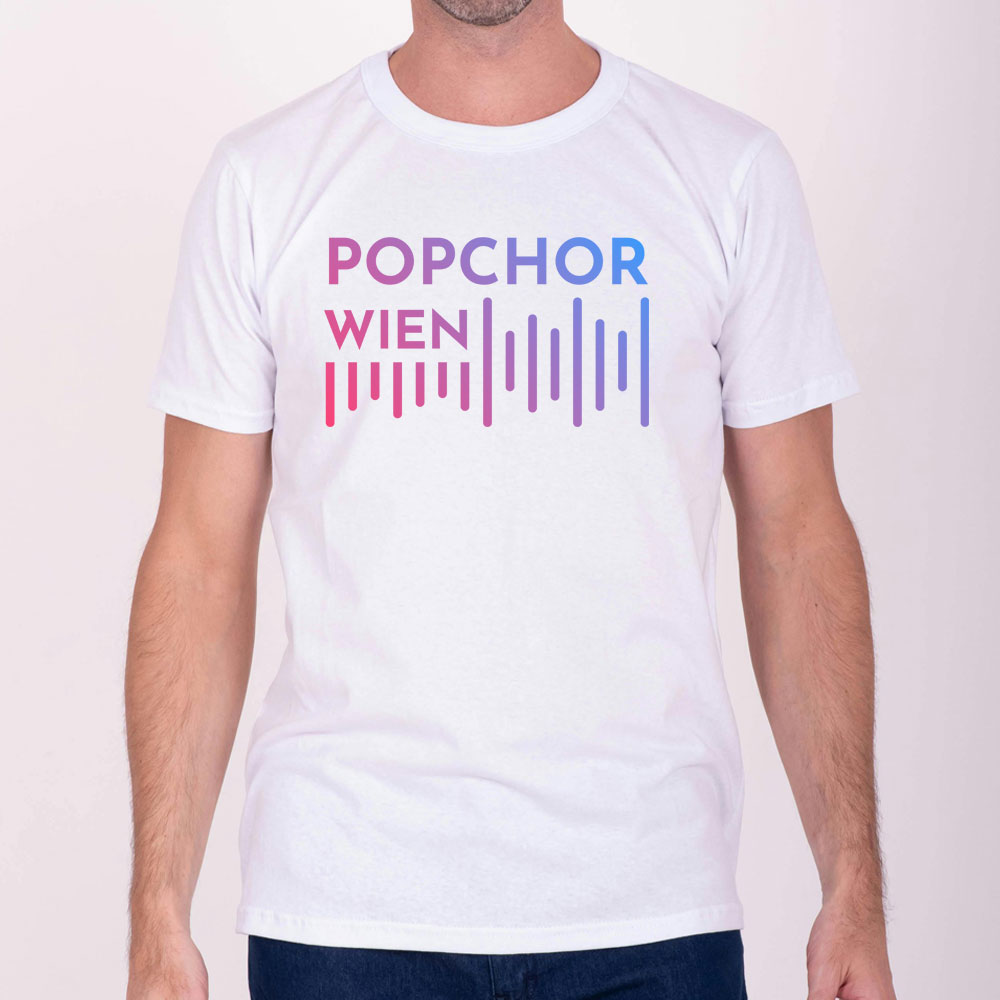 T-Shirt DTF Druck unisex weiß, Motiv Popchor Wien